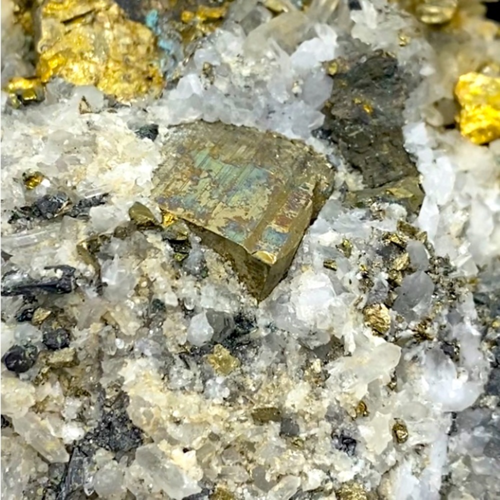 PYRITE ON QUARTZ CLUSTER